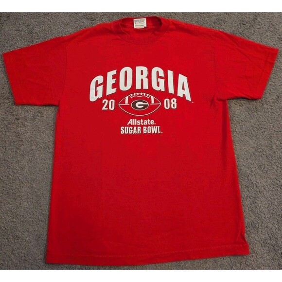 Vintage Y2k TCX University of Georgia Bulldogs 2008 Sugar Bowl Red T-Shirt Men's - Picture 2 of 7